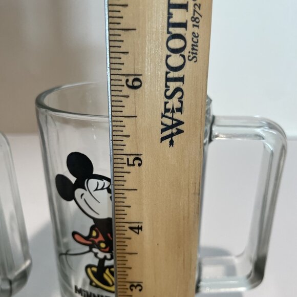 Vintage Walt Disney Minnie Mouse Pedestal Mugs Glasses Clear Handle Set of 2 - Picture 7 of 8